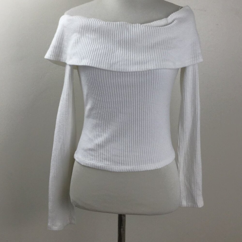 Urban Outfitters Silence + Noise Ivory Ribbed Top s